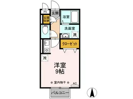 グランディ イグニス I(ワンルーム/2階)の間取り写真