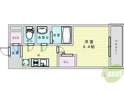 プレサンス淡路駅前(1K/5階)の間取り写真