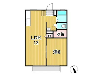 サンビレッジ本宮C(1LDK/2階)の間取り写真
