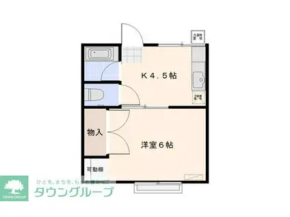 ヘルシーハウス上尾(1K/2階)の間取り写真