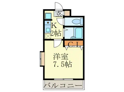 セゾン・ド・ヴィラ平尾(1K/2階)の間取り写真