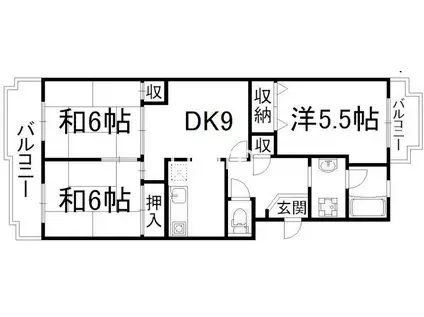 マッシュハイムI(3DK/4階)の間取り写真