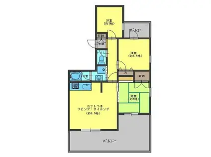 22番館(3LDK/4階)の間取り写真