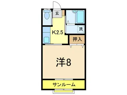 アーバンハイツ(1K/1階)の間取り写真