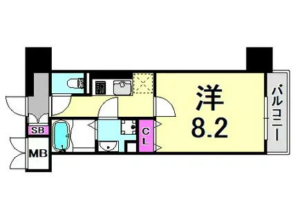 ボンニー元町(1K/7階)の間取り写真