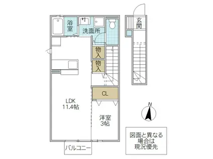 ＪＲ常磐線 神立駅 徒歩59分 2階建 築10年(1LDK/2階)の間取り写真