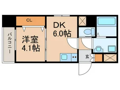 ティージーレジデンス(1DK/2階)の間取り写真