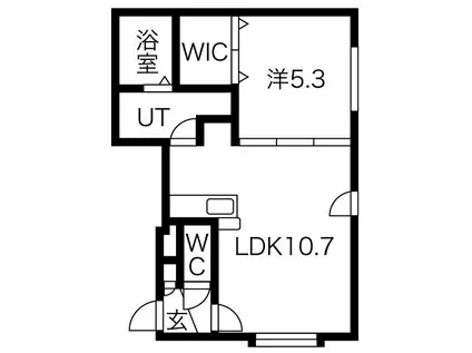 ビブレ二十四軒(1LDK/1階)の間取り写真