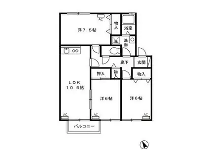 エスポワール(3LDK/2階)の間取り写真