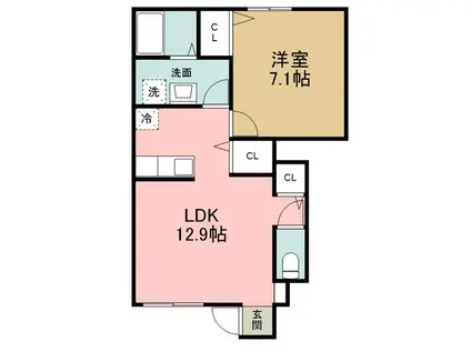 エスペランス(1LDK/1階)の間取り写真