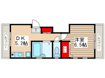 エスターテ(1DK/2階)の間取り写真