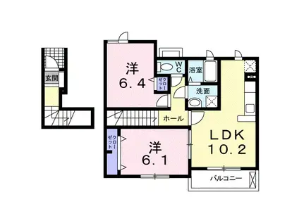 グリーンハイツ鷹取III(2LDK/2階)の間取り写真