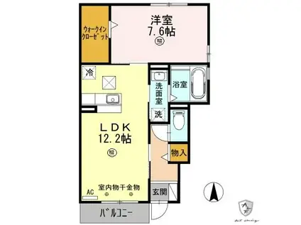 グリーンハイツ和泉II(1LDK/1階)の間取り写真