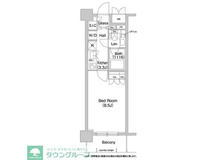 コンフォリア両国サウス(1K/8階)の間取り写真
