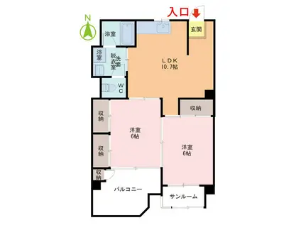 スカイメナー花堂(2LDK/3階)の間取り写真