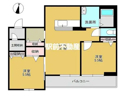 グランメゾンB(2LDK/2階)の間取り写真