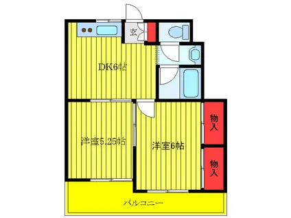 第3ルナマンション(2DK/4階)の間取り写真