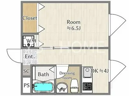 ENSOLEILLE(1K/2階)の間取り写真