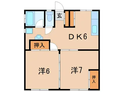 パレスいずみA(2DK/1階)の間取り写真