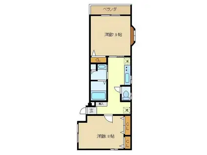 サンモールウエクサB(2K/2階)の間取り写真