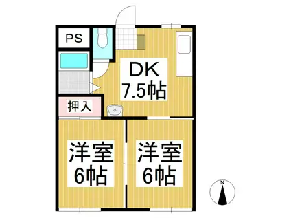 中沢ハイツ(2K/2階)の間取り写真