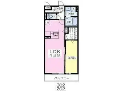 CHARM・Y湘南(1LDK/2階)の間取り写真