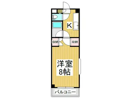 ハイツ原町(1K/3階)の間取り写真