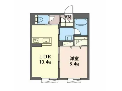 ドゥエラ(1LDK/1階)の間取り写真