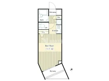 ハイツ中目黒(1K/B1階)の間取り写真