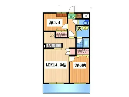 リーベ西原(2LDK/1階)の間取り写真