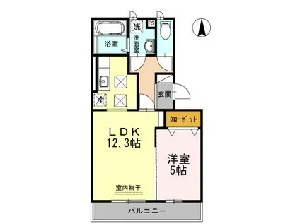 LIBREIII(1LDK/1階)の間取り写真