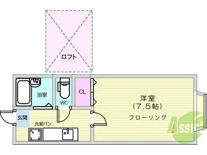 ホワイトキャッスル沖野(1K/1階)の間取り写真