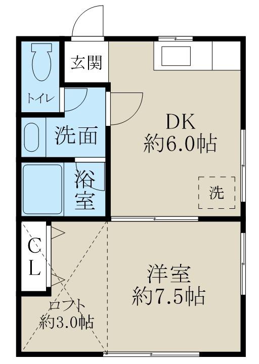 プチメゾン(1DK/2階)の間取り写真