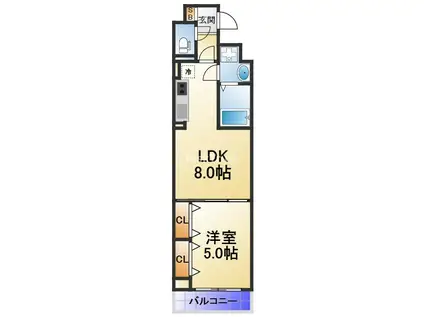 シャルマンハイツU(1LDK/4階)の間取り写真