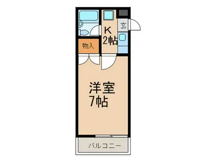 ユニック六甲II(1K/2階)の間取り写真