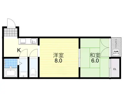 SPOLL南住吉(2K/2階)の間取り写真