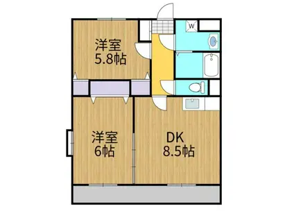 ヴィラ・リッコ(2DK/2階)の間取り写真