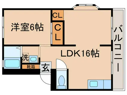 ハイム矢部(1LDK/1階)の間取り写真