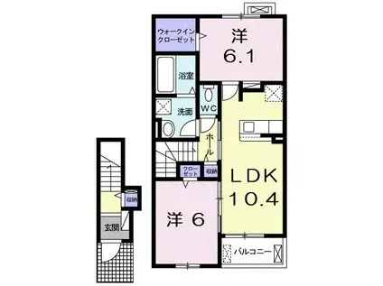 フェールシュバル(2LDK/2階)の間取り写真