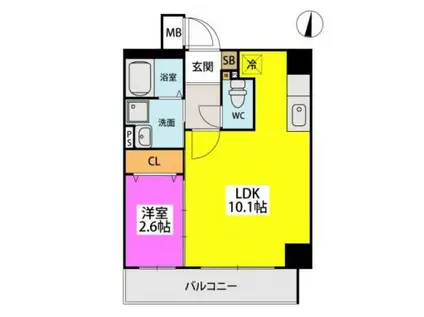 ウエスト COURT DR(1LDK/3階)の間取り写真