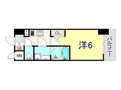 エスリード大阪デュアルゲート(1K/7階)の間取り写真