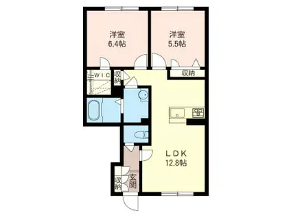 SHM アミ―コート A(2LDK/1階)の間取り写真