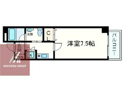 フィオレ立売堀(1K/8階)の間取り写真
