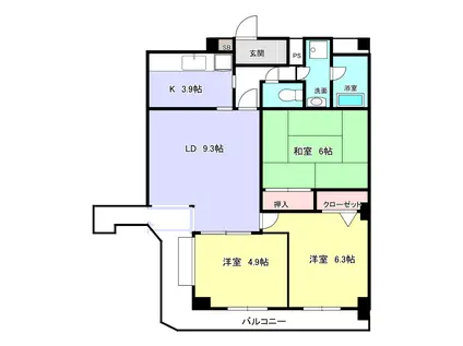 ハーモニーニルズ中川(3LDK/5階)の間取り写真