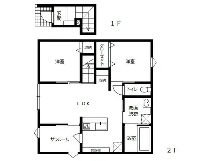 アヴニール向中野II(2LDK/1階)の間取り写真