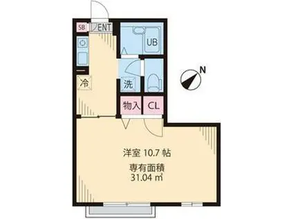 グリーンコート田無(1K/1階)の間取り写真