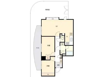 ムサシノコート早稲田(2LDK/1階)の間取り写真
