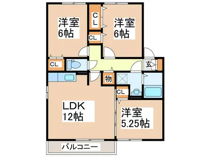 フルールドスリジェ(3LDK/1階)の間取り写真