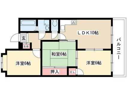 ブルッシュフィールドII(3LDK/2階)の間取り写真
