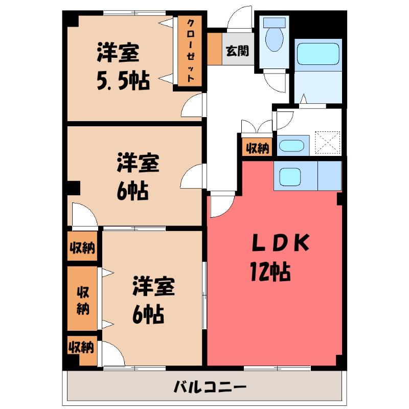 フラワープレイス(3LDK/1階)の間取り写真